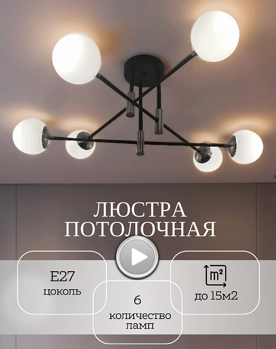 Светильник SL-41986/6 BK+Satin
